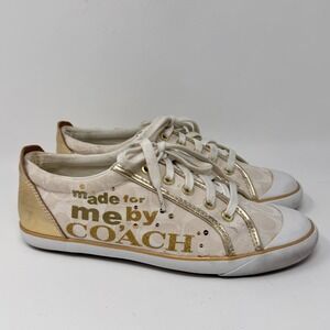 Coach Women's Sneakers in Cream and Gold